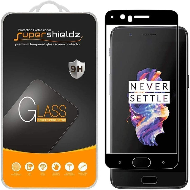 2 Pack Supershieldz Designed For Oneplus 5 Tempered Glass Screen Protector Full Screen Coverage 0 33Mm Anti Scratch Bubble Free Black