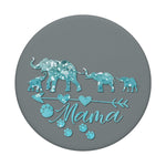 Silver Light Blue Mama Elephant Three Cubs On Slate Gray Grip And Stand For Phones And Tablets