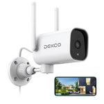 Wifi Security Cameras Dekco 1080P Pan Rotating 180 Outdoor Security Cameras With Night Vision Two Way Audio Ip65 Motion Detection Alarm 1Pack