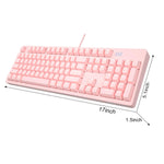 Mechanical Pink Gaming Keyboarda A Mk Armor Led Rainbow Backlit And Wired Usb 104 Keys Keyboard With Blue Switches For Windows Pc Laptop Gamepink White