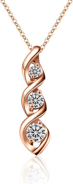 Rose Gold Plated Cubic Zirconia Beautiful Necklace For Womens