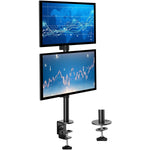 Huanuo Dual Monitor Stand Vertical Stack Screen Support Two 17 To 32 Inch Computer Monitors With C Clamp Grommet Base