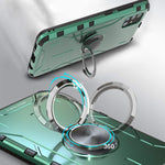 Case For Samsung Galaxy A51 Shockproof Soft Silicone Aluminum Alloy Armor Cover With 360 Degree Rotation Ring Holder Kickstand Compatible Magnetic Car Mount For A51 Green