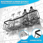 5 Pack Shower Organizer Rack Shelf With Soap Caddy & Toothbrush Holder No Drilling - Black