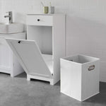 White Bathroom Laundry Cabinet With Basket