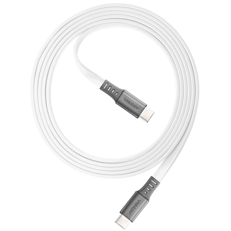 Ventev Chargesync Usb Cable Type C C 2 0 Designed To Support Connector C Devices Transfer From Device To Any Pc Or Mac Flat Tangle Free Cable Supports Rapid Rate Charging Up To 3A 6Ft White