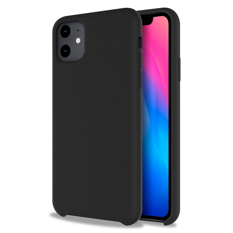 Olixar for iPhone 11 Silicone Case - Soft Touch - Gel Rubber Full Body Protection Shockproof Cover - Smooth Thin Protective Raised Lip - Wireless Charging Compatible - Pastel Black