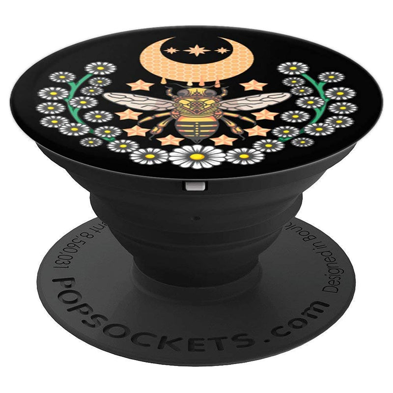 Bee Flowers Moon Art Beekeeper Gift Black Grip And Stand For Phones And Tablets