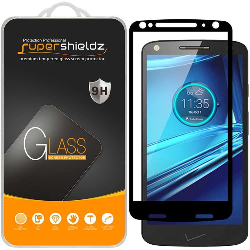 2 Pack Supershieldz Designed For Motorola Droid Turbo 2 Tempered Glass Screen Protector Full Screen Coverage Anti Scratch Bubble Free Black