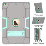 Dteck Case For New Ipad 10 2 7Th Generation 2019 Release Kids Friendly Three Layer Hybrid Shockproof Armor Defender Rugged Full Body Protective Cover With Kickstand Gray Mint 1