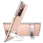 Metal Kickstand Case For Samsung Galaxy Note 20 Ultra Vertical Horizontal Stand Reinforced Drop Protection Clear