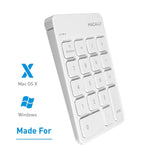 Macally Wireless Bluetooth Numeric Keypad For Laptop Apple Mac Imac Macbook Pro Air Ipad Windows Pc Tablet Or Desktop Computer Rechargeable 18 Key Bluetooth Number Pad White