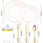 30Guest Clear Black Plastic Plates With Gold Rim Disposable Plastic Silverware Gold Plastic Cups Include 30 Dinner Plates 30 Salad Plates 30 Forks 30 Knives 30 Spoons 30 Tumblers