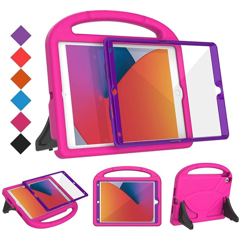 Kids Case For New Ipad 10 2 2020 2019 Ipad 8Th 7Th Generation Case With Built In Screen Protector Shockproof Light Weight Handle Stand Case For Ipad 10 2 2020 2019 Rose And Purple