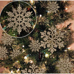 Plastic Glitter Snow Flakes Ornaments For Christmas Tree Decorations