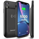 Upgraded Iphone Xr Battery Case Qi Wireless Charging Compatible 6000Mah Slim Extended Rechargeable External Portable Charger Case Compatible Iphone Xr 6 1 Inches Black