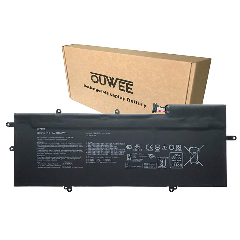 Ouwee C31N1538 Laptop Battery Compatible With Asus Zenbook Q324Ua Ux360Ua Ux360Ua C4010T Ux360Uak Series Notebook 0B200 02080000 11 55V 57Wh 4940Mah