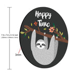 Smooffly Cute Baby Sloth Inspirational Quotes Round Mouse Pad Happy Time With Funny Sloth Hanging On The Tree Circular Mouse Pads
