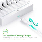 Rechargeable Aa Batteries 2800Mah 8 Pack And 8 Bay Aa Aaa Individual Rechargeable Battery Charger With 5V 2A Usb Fast Charging Function