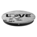 Black Dog Paw Print Tracks Heart Love On Gray Look Grip And Stand For Phones And Tablets