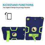 Dteck Case For New Ipad 10 2 7Th Generation 2019 Release Kids Friendly Three Layer Hybrid Shockproof Armor Defender Rugged Full Body Protective Cover With Kickstand Navy Blue Green 1