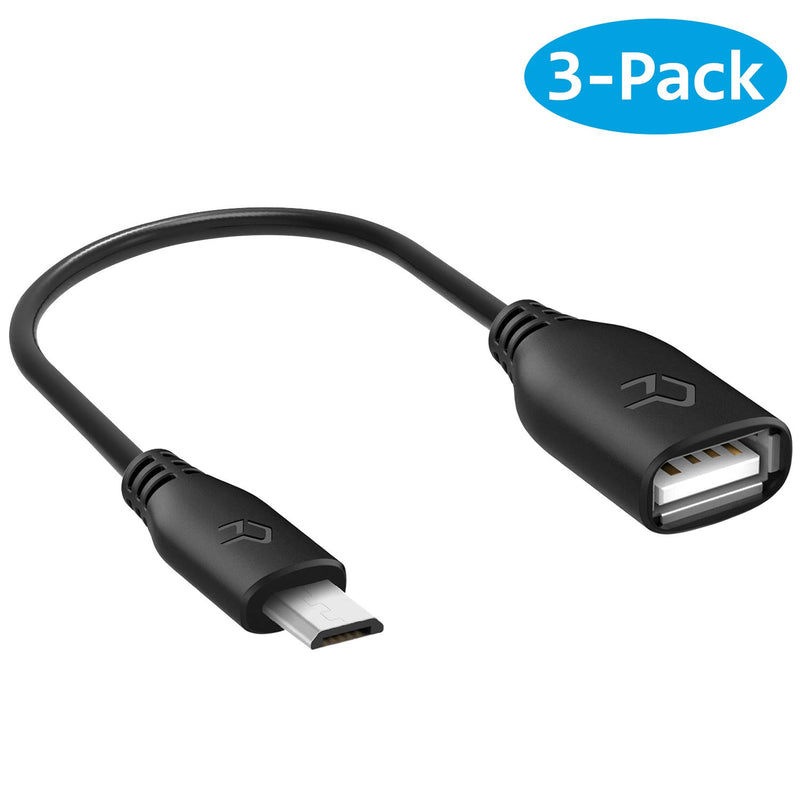 Rankie Micro Usb Male To Usb 2 0 Female Adapter On The Go Otg Convertor Cable 3 Pack Black