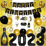 Happy New Year Party Supplies New Year Balloons Kit Decorations 2023 Foil Balloon Banner Tassel Latex Balloons