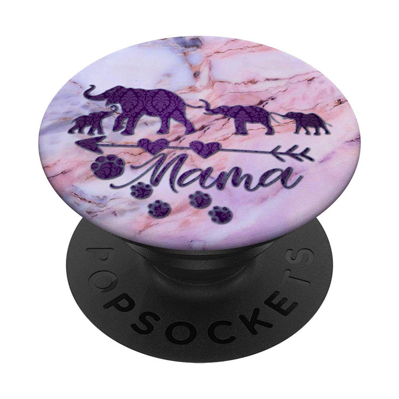 Light Dark Purple Mama Elephant Three Cubs Pink Gray Blue Grip And Stand For Phones And Tablets