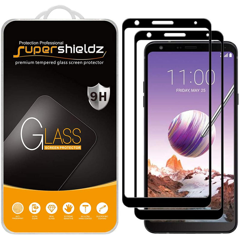 2 Pack Supershieldz Designed For Lg Stylo 4 Tempered Glass Screen Protector Full Screen Coverage Anti Scratch Bubble Free Black