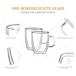 Double Wall Clear Glass Coffee Cups With Handle
