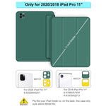 Liquid Silicone Ipad Pro 11 Case 2020 2018 With Pencil Holder Magnetic Detachable Front Cover Full Body Protective Trifold Stand Auto Sleep Wake Support 2Nd Gen Pencil Charging Teal