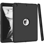 Hocase Ipad 7Th Generation Case Ipad 10 2 2019 Case Heavy Duty Shockproof Soft Silicone Rubber Bumper Hard Plastic Hybrid Dual Layer Protective Case For Ipad A2197 A2198 A2200 Black