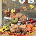 62Pcs Burlap Artificial Pumpkins Maple Harvest Fall Decoration