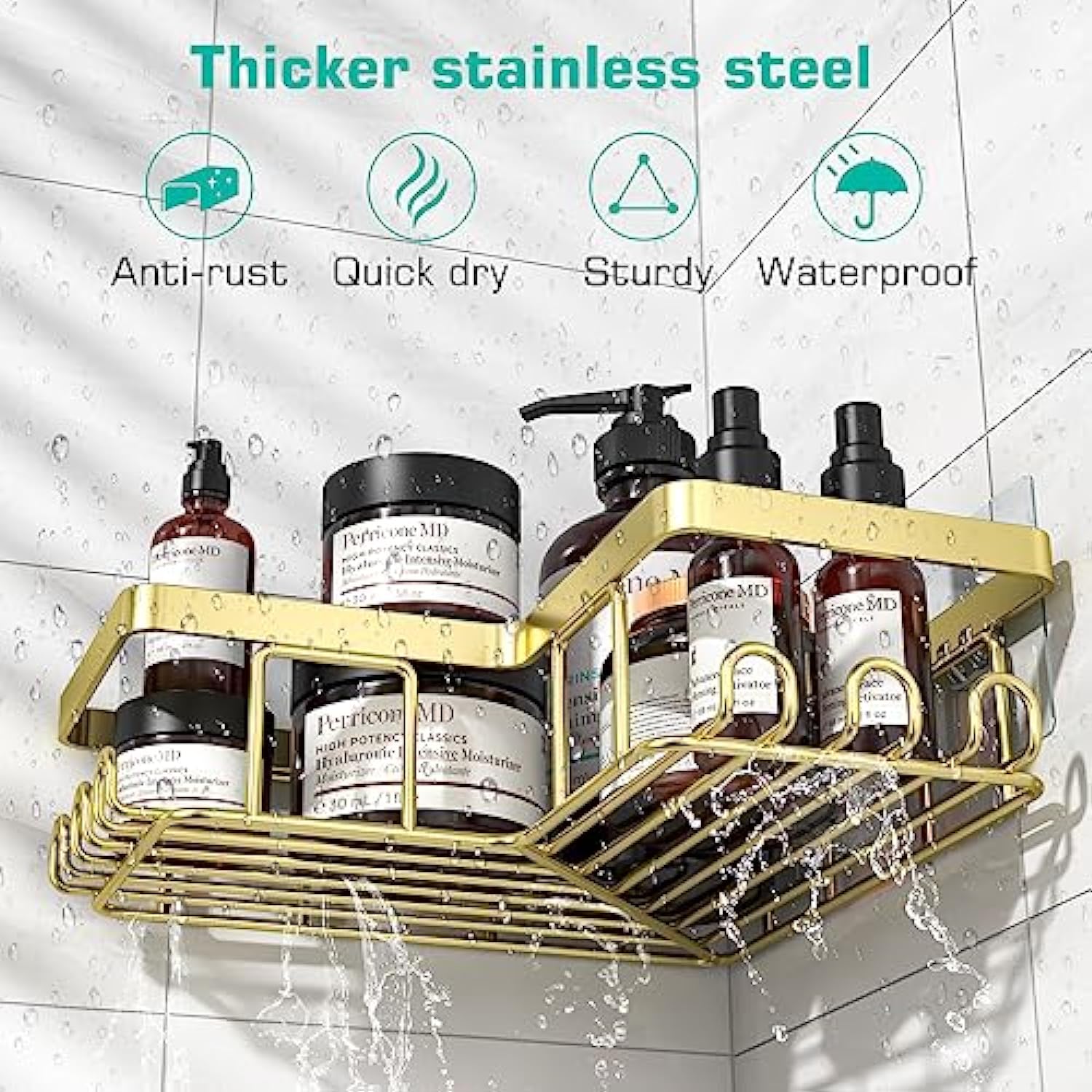 3 Pack Corner Shower Caddy, Stainless Steel Corner Shower Shelf