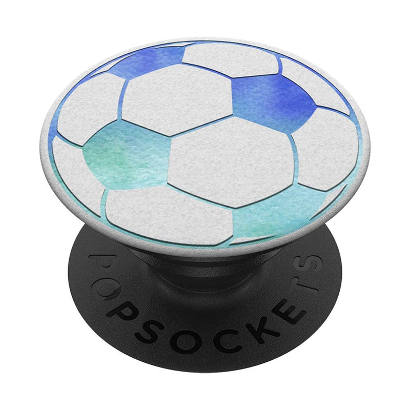 Purple Blue Green Watercolor Soccer Ball On White Grip And Stand For Phones And Tablets