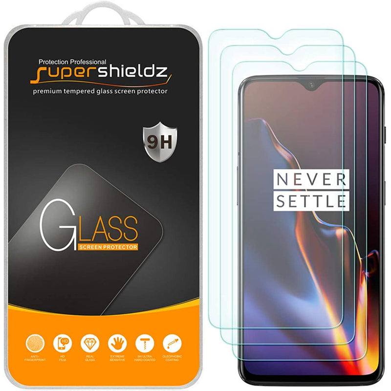 3 Pack Supershieldz Designed For Oneplus 6T Tempered Glass Screen Protector Anti Scratch Bubble Free