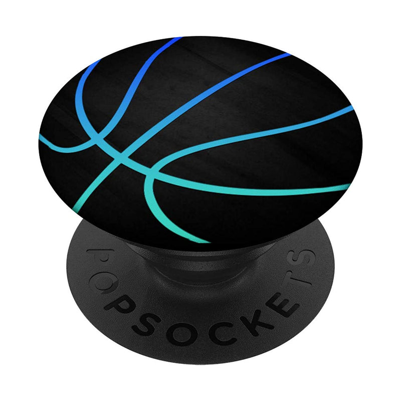 Turquoise Teal Blue Basketball On Black Grip And Stand For Phones And Tablets