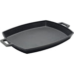 Cast Iron Shallow Pan Perfect For Hamburgers Grilled With Wide Loop Handles