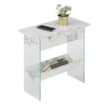 Convenience Concepts Soho Flip Top End Table With Charging Station White Faux Marble