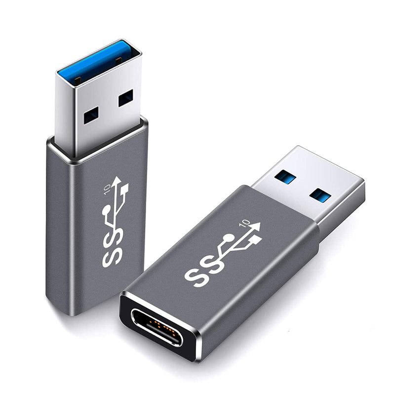 Electop Updated Usb 3 1 Gen 2 Male To Type C Female Adapter 2 Pack Support Double Sides 10Gbps Charging Data Transfer Usb A To Usb C 3 1 Converterspace Gery