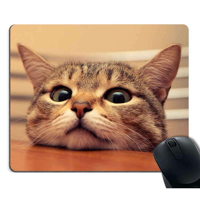 Smooffly Gaming Mouse Pad Custom Curious Cute Cat Look At You With Eager Eyes On Table Customized Rectangle Non Slip Rubber Mousepad Gaming Mouse Pad