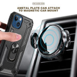 Jincalu For Iphone 13 Case With 2 Pack Tempered Glass Screen Protector Military Grade Protection Shockproof Cover Case With Magnetic Ring Kickstand For Apple Iphone 13 6 1 Inch 2021 Black