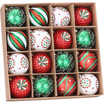 Contrast Color Theme Painting & Glittering Christmas Decorative Hanging Christmas Balls Ornaments Set