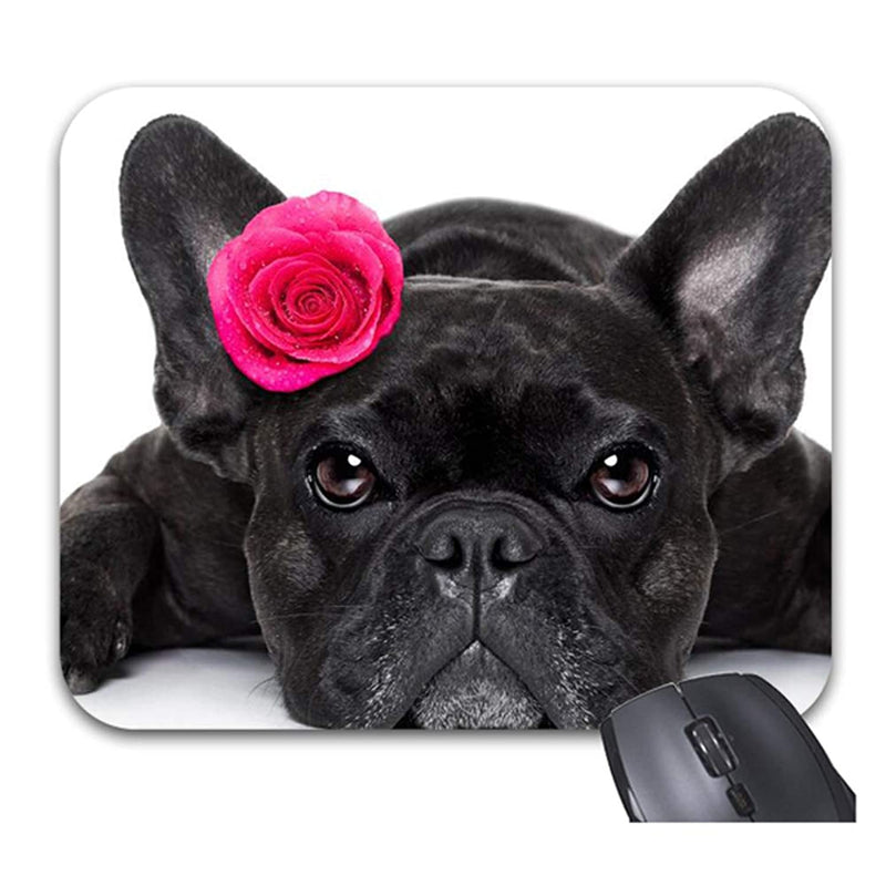 Dogs Roses French Bulldog Mouse Pads Stylish Office Accessories9 X 7 5Inch 1