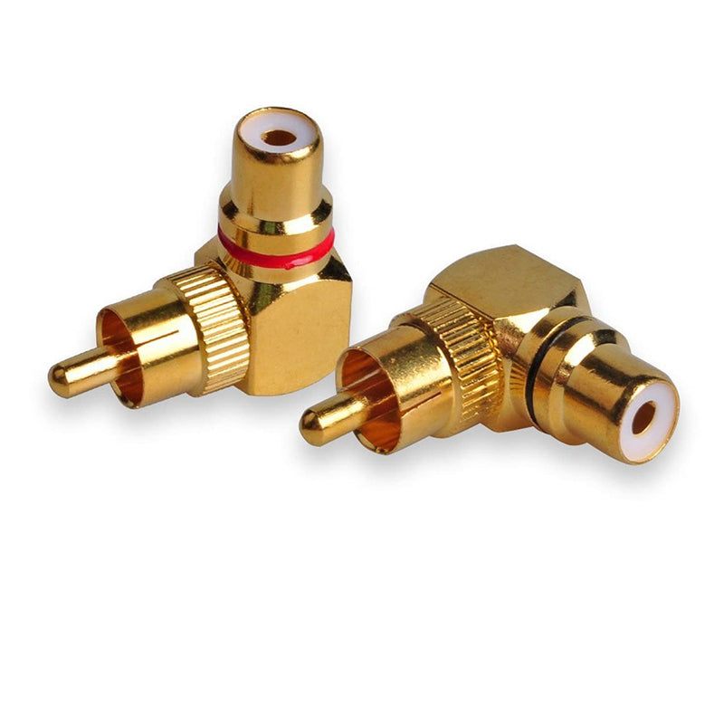 Conwork 2 Pack Rca Male To Female 90 Degree Right Angle Plug Adapters M F Gold Plated Connector