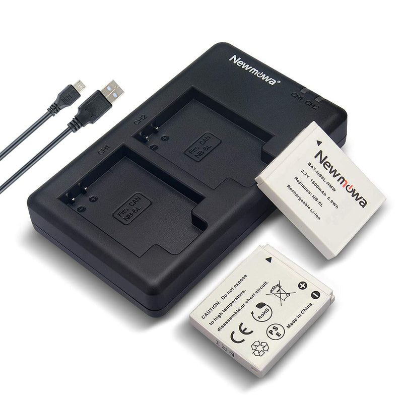 Newmowa Nb 6L Battery 2 Pack And Dual Usb Charger Kit For Canon Nb 6L And Canon Powershot D10 D20 D30 S90 S95 S120 Sd770 Is Sd980 Is Sd1200 Is Sd1300 Is Sd3500 Is Sd4000 Is Sx240 Hs
