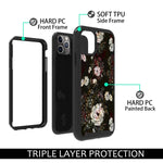 Iphone 11 Pro Max Case With Roses Design Apple Iphone 11 Pro Max Phone Case Hybrid Triple Layer Armor Protective Cover Sturdy Anti Scratch Shockproof Case For Women And Girls Flowers Black