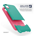 Encased Heavy Duty Iphone Xs Max Case Rugged Rebel Armor Military Grade Hybrid Cover With Full Body Protection Teal Pink
