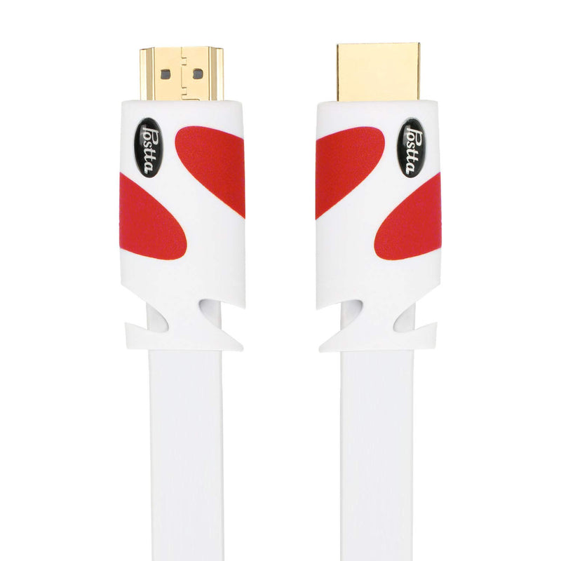 Flat Hdmi Cable Postta 30 Feet Flat Hdmi 2 0 Cord Support 4K Ultra Hd 3D 2160P 1080P Ethernet And Audio Return White Red