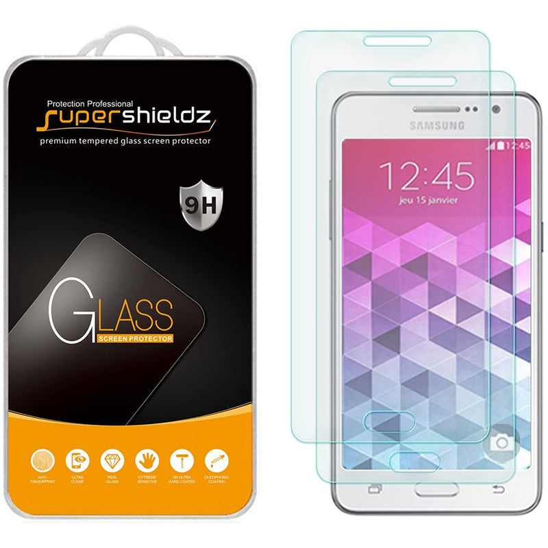 2 Pack Supershieldz Designed For Samsung Galaxy Grand Prime Tempered Glass Screen Protector Anti Scratch Bubble Free